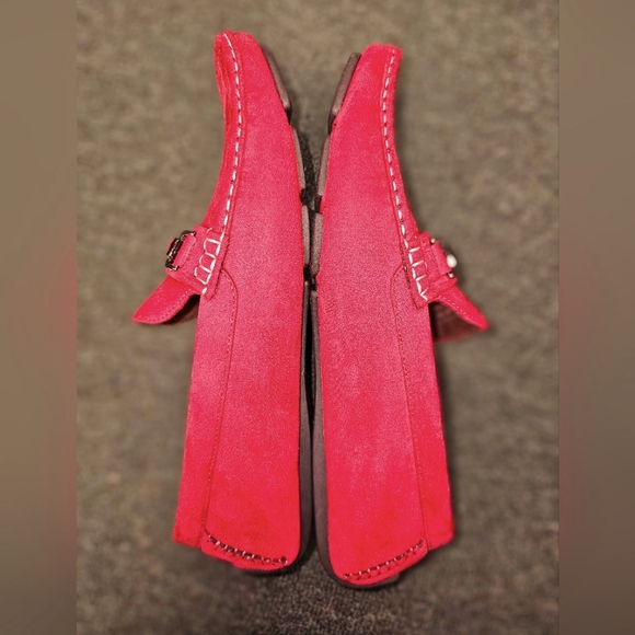 SIO Men's Red Casual Driving Moccasin Loafers - Picture 2 of 5